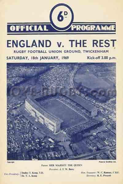 1969 England v The Rest (RFU)  Rugby Programme